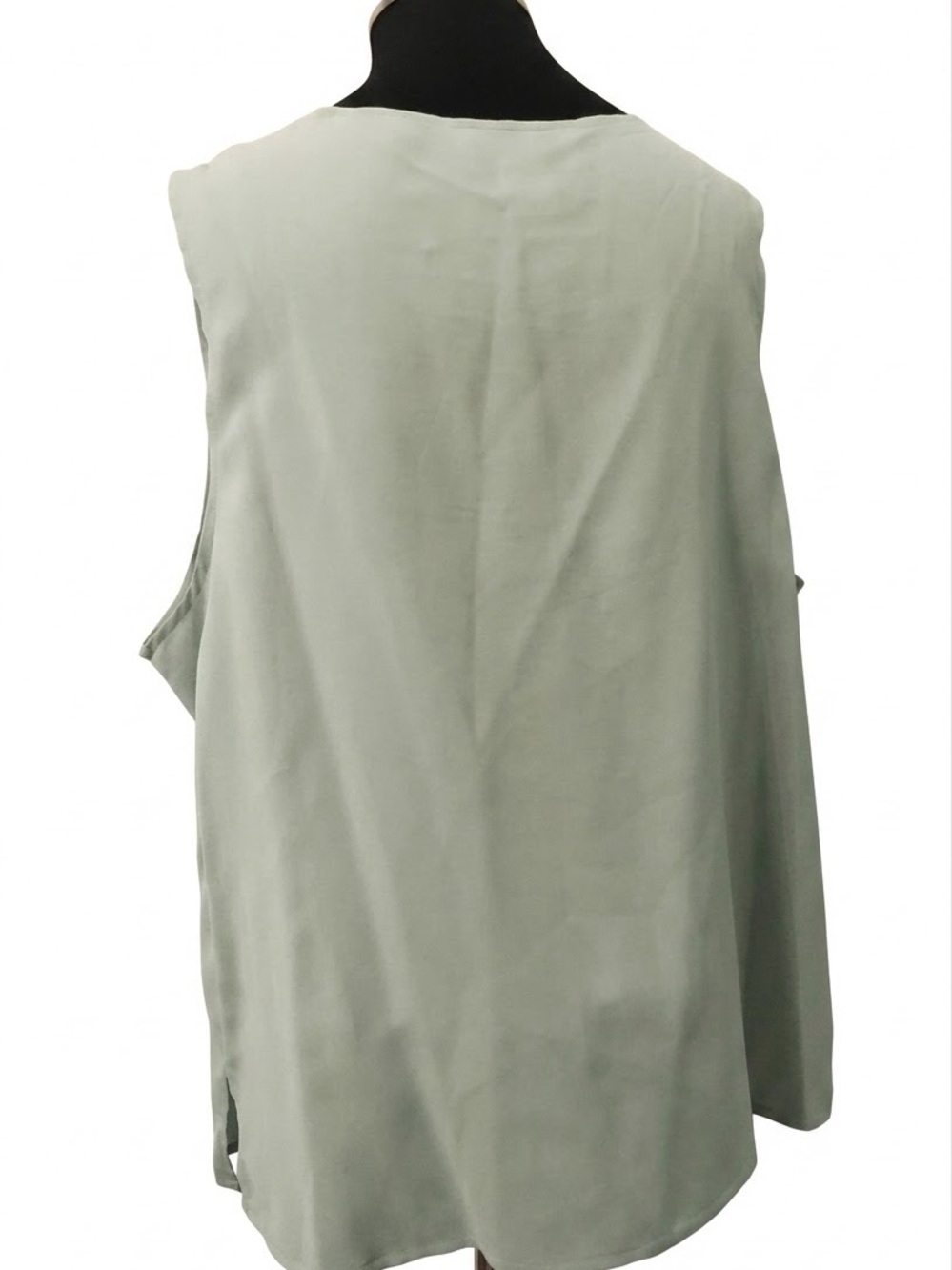 Vintage Psalm: CIV Muted Sage Green Beaded Fringed Blouse Top Plus Size 22W SL - Picture 2 of 9